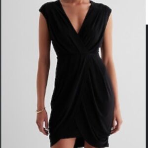 Women’s Express Faux Wrap Pleated Mini Sheath Dress